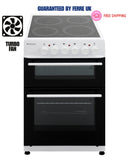 BlueFlame KCF 2200.50 SMF 50 cm VitroCeramic Freestanding Electric Cooker With Double Cavity Oven - Turbo Fan - White