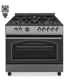 Ferre 90cm Dual Fuel Range Cooker & 50cm Pyramid Chimney Hood Pack - Anthracite - Grey