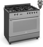 Ferre F9S50GF-MBL-RETRO-FLOTAL 90cm Gas Range Cooker Double Turbo Fan & 5 Burner(1 Wok) - Anthracite
