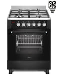 Ferre F6IP40E6-IBL-W 60cm Freestanding Dual Fuel Cooker With Wok Burner  Digital Timer & Turbo Fan - Black