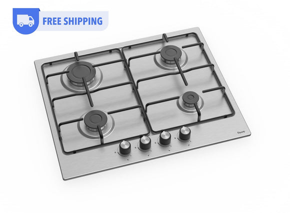 Ferre EL001 - 60cm Built-in Gas Hob - 4 Burners - Stainless Steel Body- Clearance Price