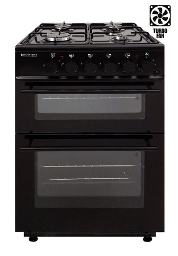 BlueFlame KTF 2200.50 GSF 50 cm Freestanding Dual Fuel Cooker With Double Cavity Oven - Black
