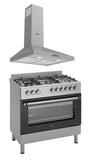 Ferre 90cm Dual Fuel Range Cooker & 50cm Pyramid Chimney Hood Pack - Stainless Steel