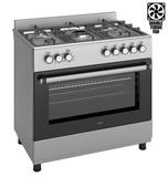 Ferre F9S50E7-X3-IN 90cm Dual Fuel Range Cooker With Double Turbo Fan & 5 Burner(1 Wok) - Stainless Steel