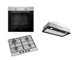 Ferre 60cm Electric Built-in Oven & 60cm Gas Hob & 50cm SilentArt Integrated Cooker Hood