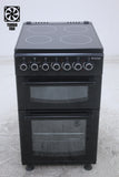 BlueFlame DG5055XXVB 50 cm VitroCeramic Freestanding Electric Cooker With Double Cavity Oven - Turbo Fan - Black