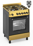 Ferre F6IP40GF-GIN-W 60cm Freestanding Gas Cooker With Wok Burner  & Turbo Fan - Shiny Gold