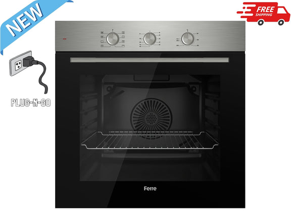 Ferre QBPRM 641 MI - 60cm Electric Built-in Oven - 68L - Turbo Fan & Turbo Resistant & Grill Resistant - Stainless Steel