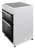 BlueFlame KCF 2200.50 SMF 50 cm VitroCeramic Freestanding Electric Cooker With Double Cavity Oven - Turbo Fan - White