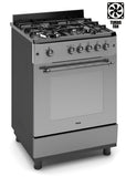 Ferre F6IP40GF-MBL-RETRO-W 60cm Freestanding Gas Cooker With Wok Burner & Turbo Fan - Anthracite Stainless Steel