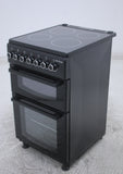 BlueFlame DG5055XXVB 50 cm VitroCeramic Freestanding Electric Cooker With Double Cavity Oven - Turbo Fan - Black