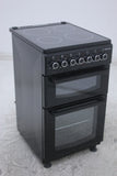 BlueFlame DG5055XXVB 50 cm VitroCeramic Freestanding Electric Cooker With Double Cavity Oven - Turbo Fan - Black