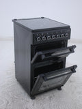 BlueFlame DG5055XXVB 50 cm VitroCeramic Freestanding Electric Cooker With Double Cavity Oven - Turbo Fan - Black
