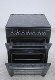 BlueFlame DG6055XXVB 60 cm VitroCeramic Freestanding Electric Cooker With Double Cavity Oven - Turbo Fan - Black