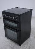 BlueFlame DG6055XXVB 60 cm VitroCeramic Freestanding Electric Cooker With Double Cavity Oven - Turbo Fan - Black