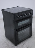 BlueFlame DG6055XXVB 60 cm VitroCeramic Freestanding Electric Cooker With Double Cavity Oven - Turbo Fan - Black