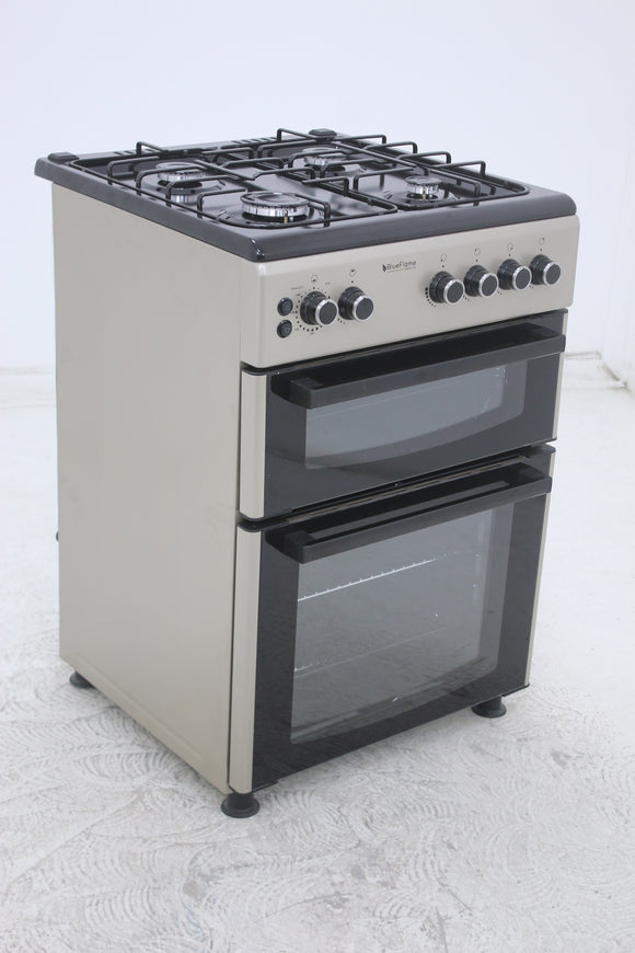 BlueFlame DG6402XPZU 60 cm Freestanding Gas Cooker With Double Cavity Oven - Silver