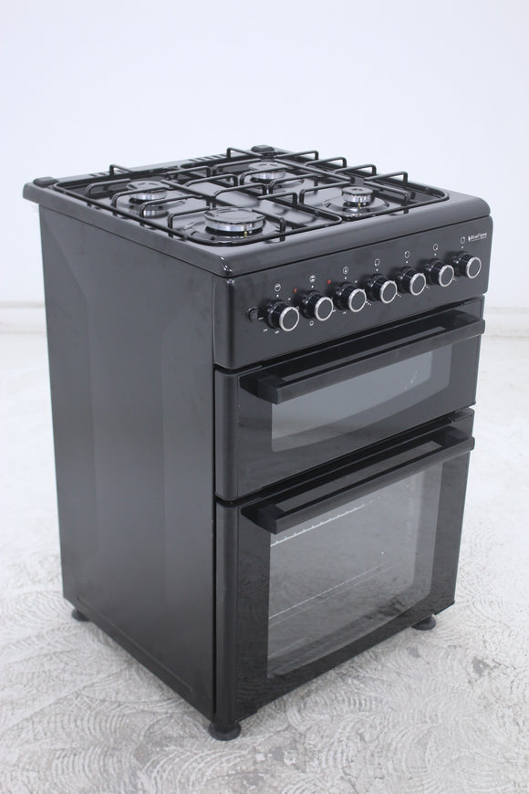 BlueFlame DG6403XBZB 60 cm Freestanding Dual Fuel Cooker With Double Cavity Oven - Black