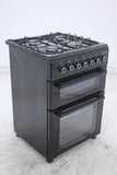 BlueFlame DG6403XBZB 60 cm Freestanding Dual Fuel Cooker With Double Cavity Oven - Black
