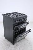 BlueFlame DG6403XBZB 60 cm Freestanding Dual Fuel Cooker With Double Cavity Oven - Black