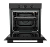 Ferre QGDMD 77DT1 CS - 60cm Built-in Gas Single Oven - 69L - Fan & Grill Function - Black