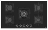 Ferre SC045 - 90cm Built-in Gas Hob - 5 Burners - Cast Iron Pan Supports - Wok Burner - Black Glass