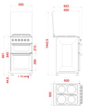 BlueFlame DG5402XPZU 50 cm Freestanding Gas Cooker With Double Cavity Oven - Silver