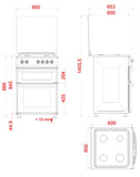 BlueFlame DG6402XPZU 60 cm Freestanding Gas Cooker With Double Cavity Oven - Silver