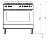 Ferre F9S60E7-IN 90cm Dual Fuel Range Cooker With Double Turbo Fan & 6 Burner(1 Wok) - Stainless Steel