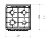 Ferre F6IP40GF-MBL-RETRO-W 60cm Freestanding Gas Cooker With Wok Burner & Turbo Fan - Anthracite Stainless Steel