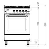 Ferre F6IP40GF-MBL-RETRO-W 60cm Freestanding Gas Cooker With Wok Burner & Turbo Fan - Anthracite Stainless Steel