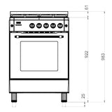 Ferre F6IP40GF-BL-RETRO-W 60cm Freestanding Gas Cooker With Wok Burner  & Turbo Fan - Matte Black