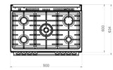 Ferre F9S60E7-IN 90cm Dual Fuel Range Cooker With Double Turbo Fan & 6 Burner(1 Wok) - Stainless Steel
