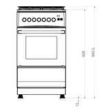 Ferre F5N40G2-X3 50x60cm Freestanding Gas Cooker With Wok Burner