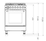 Ferre  F6IP40E6-GIN-W 60cm Freestanding Dual Fuel Cooker With Wok Burner  Mechanical Timer & Turbo Fan - Gold