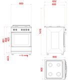 BlueFlame VG6054XXVB 60 cm VitroCeramic Freestanding Electric Cooker - Black