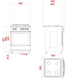 BlueFlame DG6055XXVB 60 cm VitroCeramic Freestanding Electric Cooker With Double Cavity Oven - Turbo Fan - Black