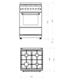 Ferre F6TX04EF-IN - 60cm Freestanding Electric Cooker With Turbo Fan - Thermostat - Stainless Steel