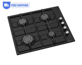 Ferre EL056 - 60cm Built - in Gas Hob - 4 Burners - Shiny Black Enamel Body - Ferre Cooker