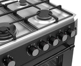 Ferre F6IP40GF-IBL-W 60cm Freestanding Gas Cooker With Wok Burner & Turbo Fan - Black