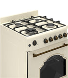 Ferre F6IP40GF - CR - RETRO - W 60cm Freestanding Gas Cooker With Wok Burner & Turbo Fan - Cream - Ferre Cooker