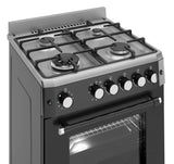 Ferre F6IP40GF - IBL - W 60cm Freestanding Gas Cooker With Wok Burner & Turbo Fan - Black - Ferre Cooker