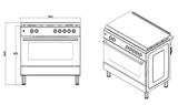 (IN STOCK SOON) Ferre F9S50E7 - GI - RETRO 90cm Dual Fuel Range Cooker With Double Turbo Fan & Wok Burner - Gold - Ferre Cooker