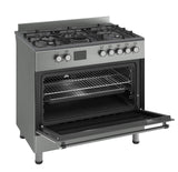 (IN STOCK SOON) Ferre F9S50E7 - GRD 90cm Dual Fuel Range Cooker With Double Turbo Fan & Wok Burner - Dove Grey - Ferre Cooker