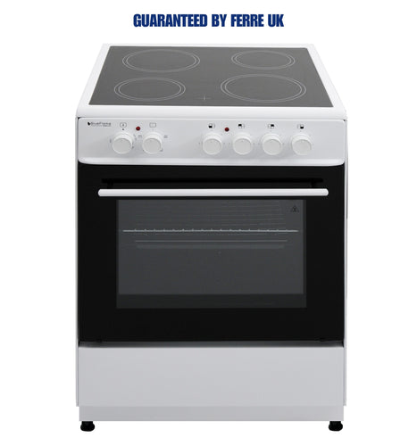 BlueFlame KCF 1000.60 60 cm VitroCeramic Freestanding Electric Cooker - White