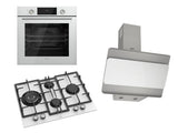 Ferre 60cm Electric Built-in Oven & Gas Hob & Chimney Cooker Hood Pack - Layered - White - Ferre Cooker