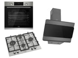 Ferre 60cm Electric Built-in Oven & Gas Hob & Chimney Cooker Hood Pack - Stainless Steel - Ferre Cooker