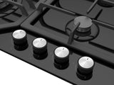Ferre SA025 - 60cm Built-in Gas Hob - Black Glass - Cast Iron Pan Supports - Ferre Cooker