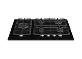 Ferre SL135 - 70cm Built-in Gas Hob - 5 Burners - Black Glass - Cast Iron Pan Supports - Ferre Cooker